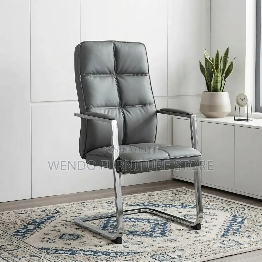 Office Chairs; Gray Leather High Backrest Office Chairs