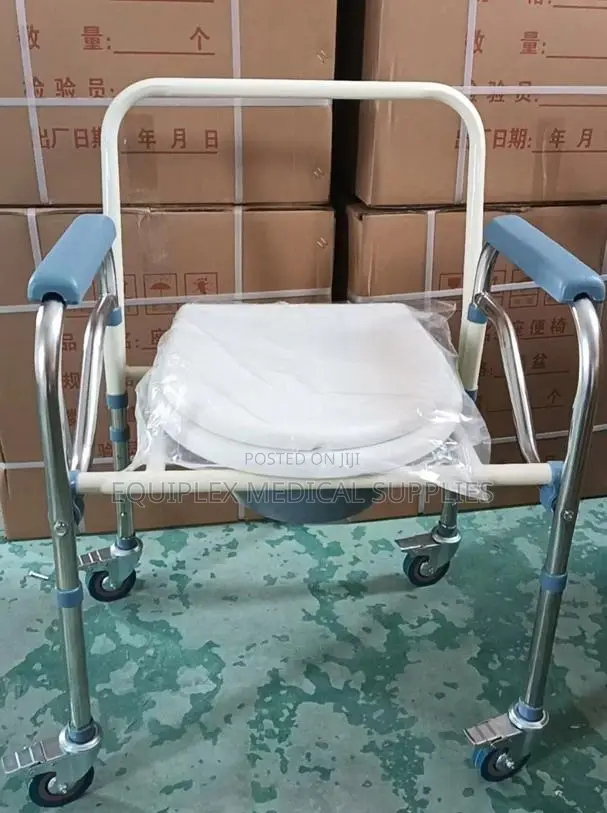 Foldable Commode Chair With Castors (Wheels)