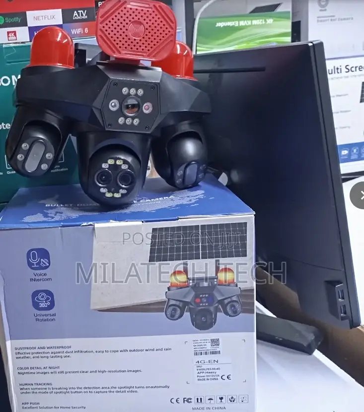 V380 4G Solar Camera 4 Lens With Remote Phone Monitorin