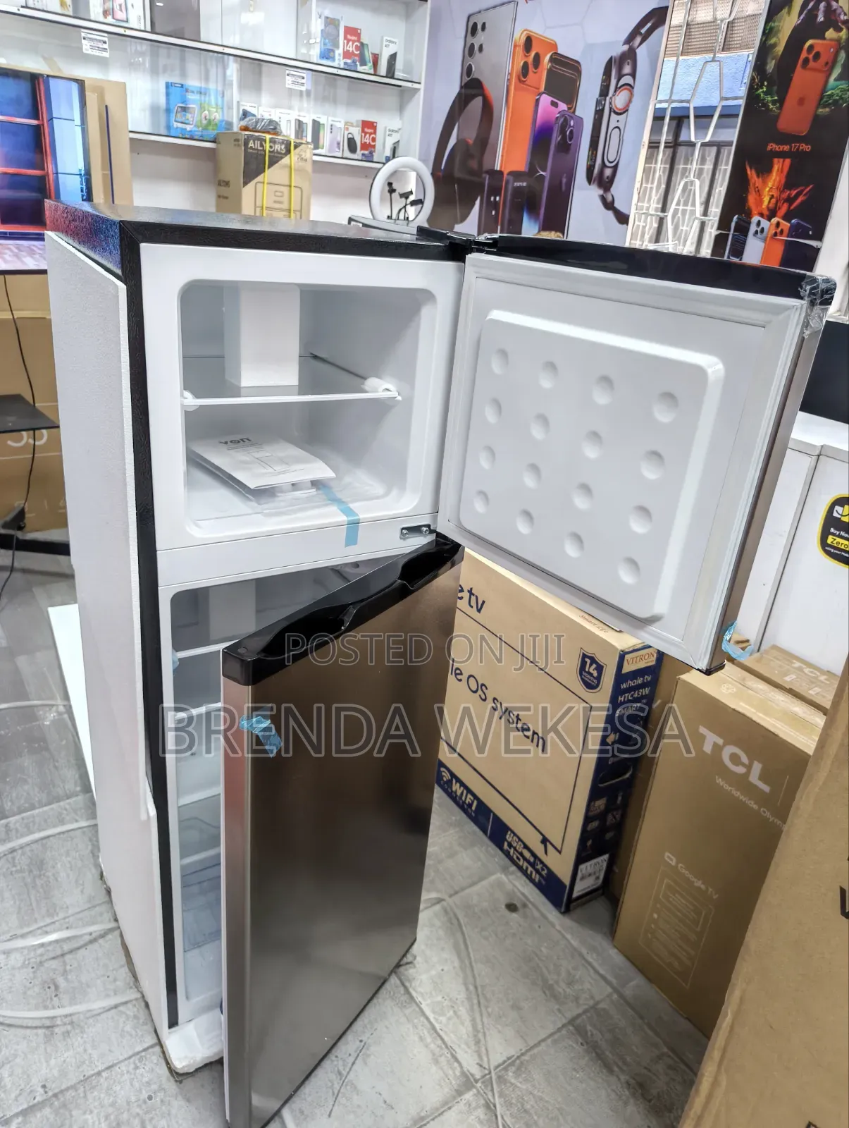 VON VRT-138DRHX Double Door Fridge, Top Mount Freezer- 138L