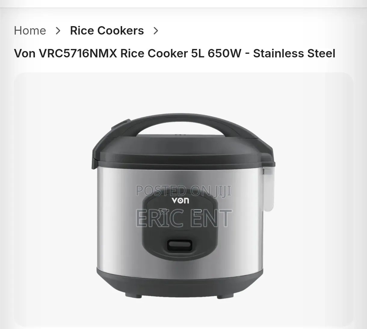 Ll5 Litres Von Electric Rice Cooker