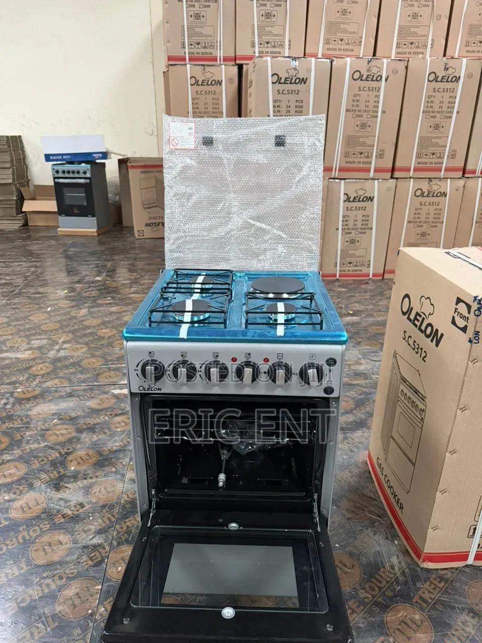 New Model Silver Olelon Free Standing 3 Gas Burner +1 Electric Cooker