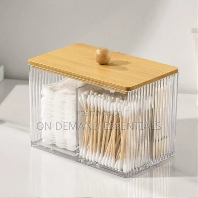 3 Compartment Acrylic Makeup Organizer Cotton Pad Storage Box