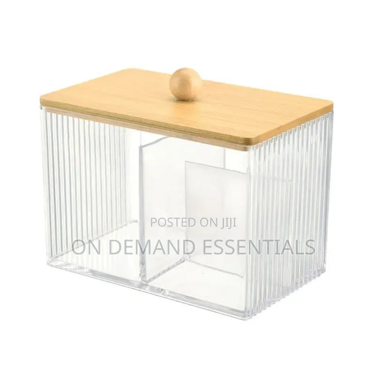 3 Compartment Acrylic Makeup Organizer Cotton Pad Storage Box
