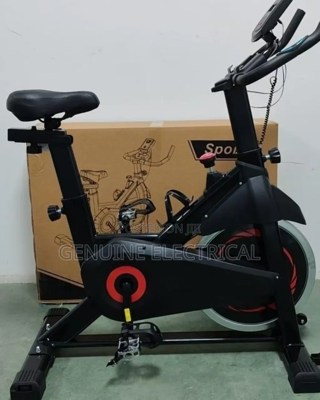 Black Fitness Exercise Bike/Spin Bike for Cardio, Strength Workouts