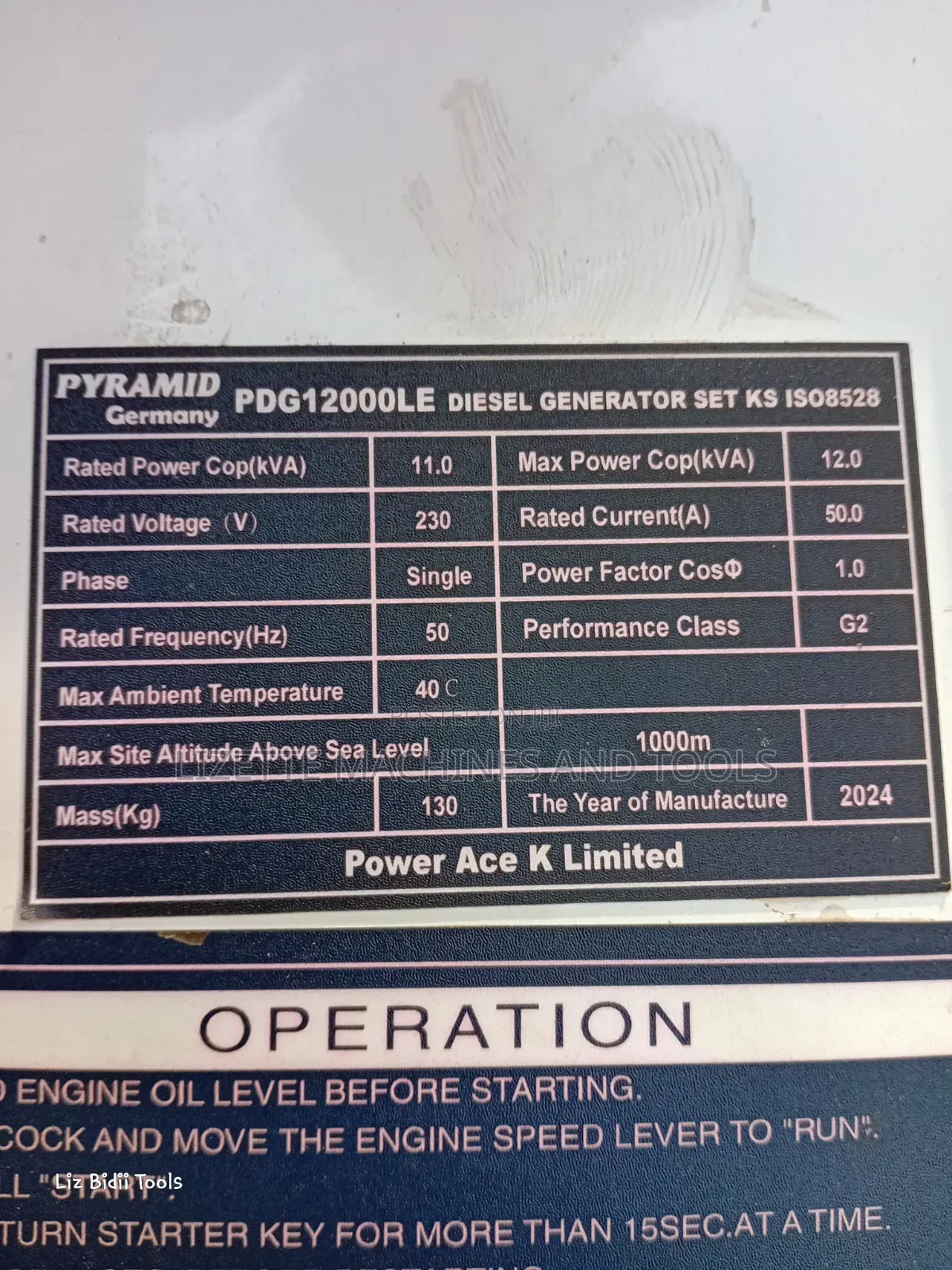 Pyramid 12kva Diesel Generator (Open Set)