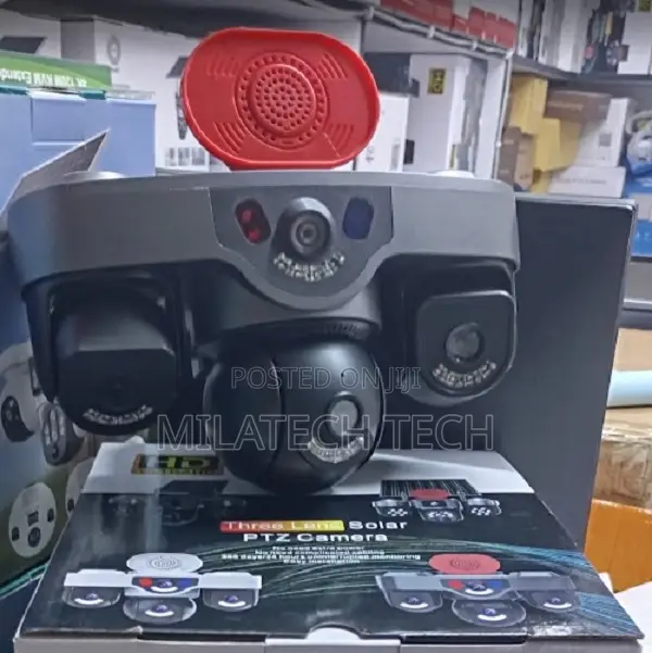 4G Triple Lens PTZ CCTV Camera With Siren Human Detection