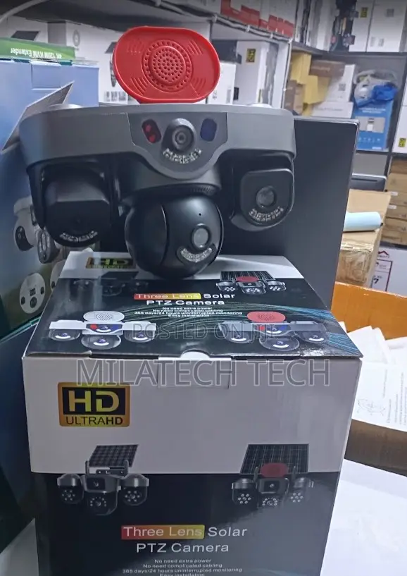 Triple Lens 4G Smart CCTV Camera With Siren Remote Monitoring