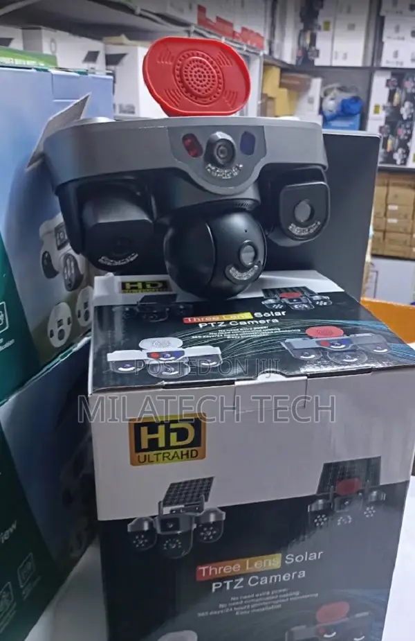 Triple Lens 4G CCTV Camera With Built-in Alarm Night Vision
