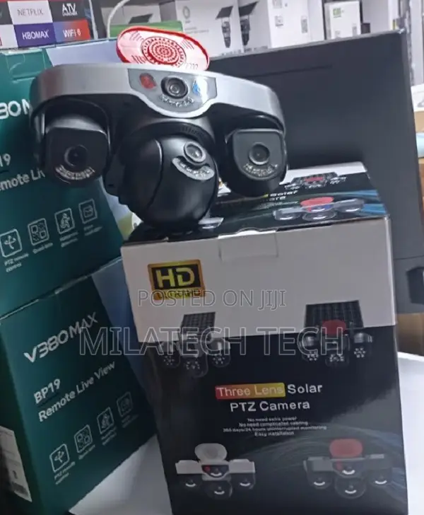 4G Triple Lens Outdoor Security Camera With Siren Motion Detection