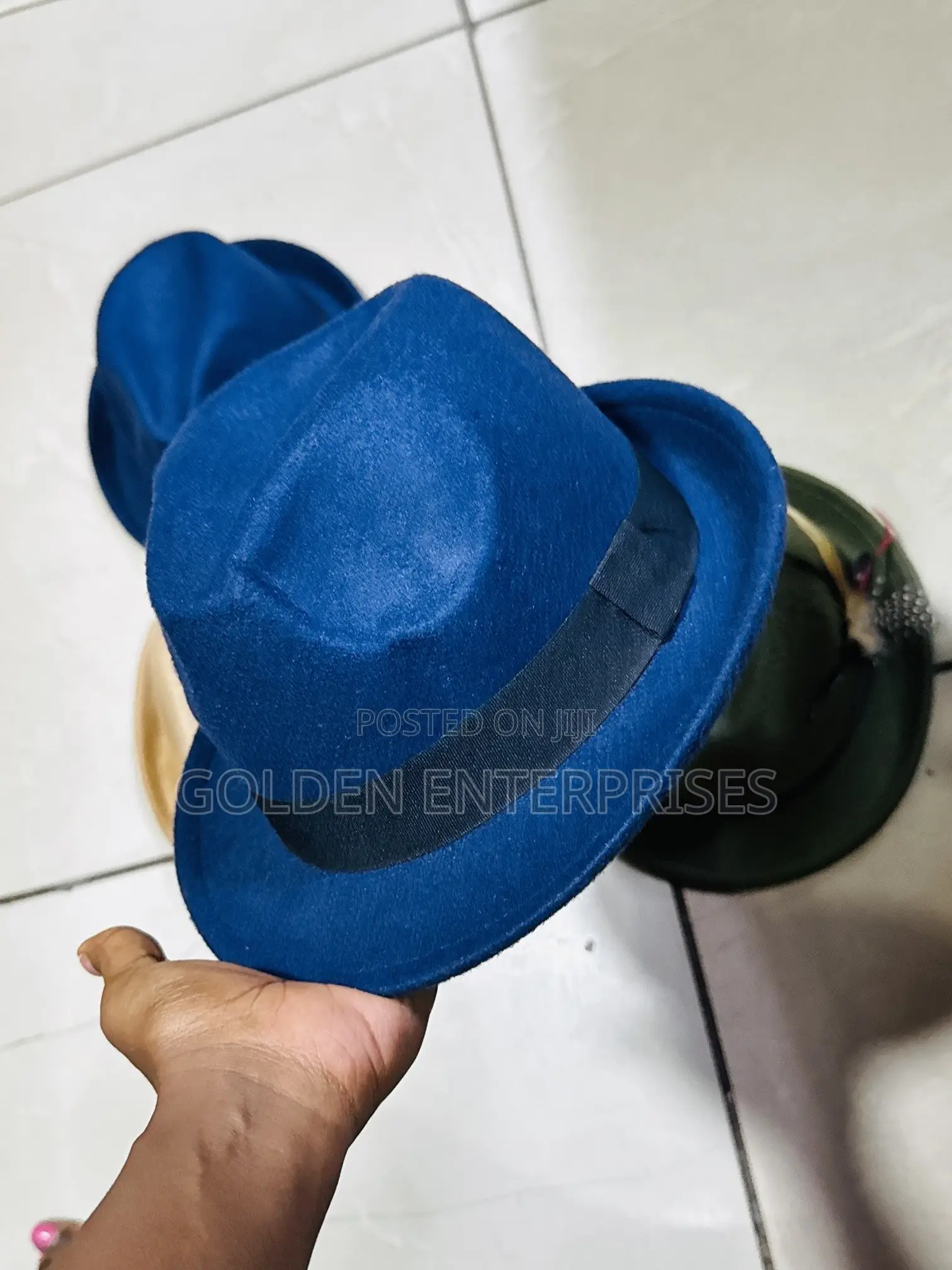 Navy Blue Small Brim Fedora Hat