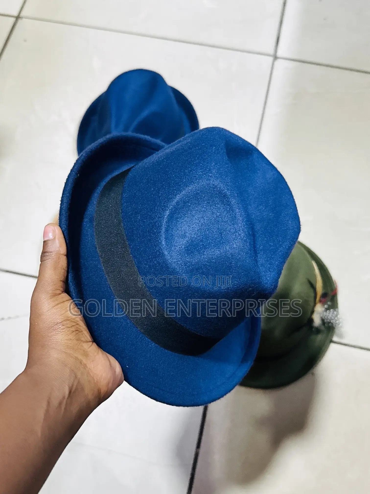 Navy Blue Small Brim Fedora Hat