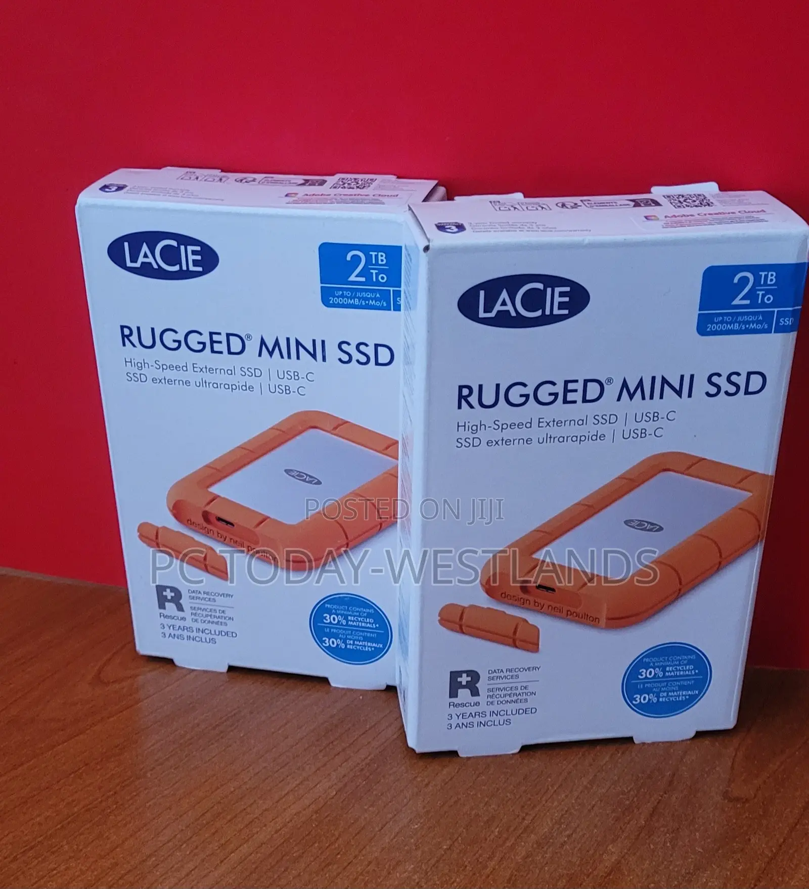 LaCie Rugged Mini External SSD 2TB, 40 Gb/S, 2.000mb/S, PC /Mac