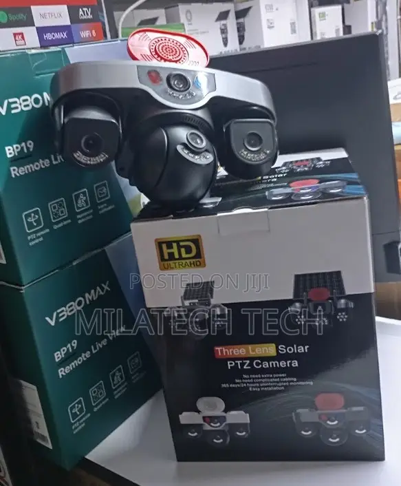 4G 3 Lens Security Camera With Siren Motion Detection