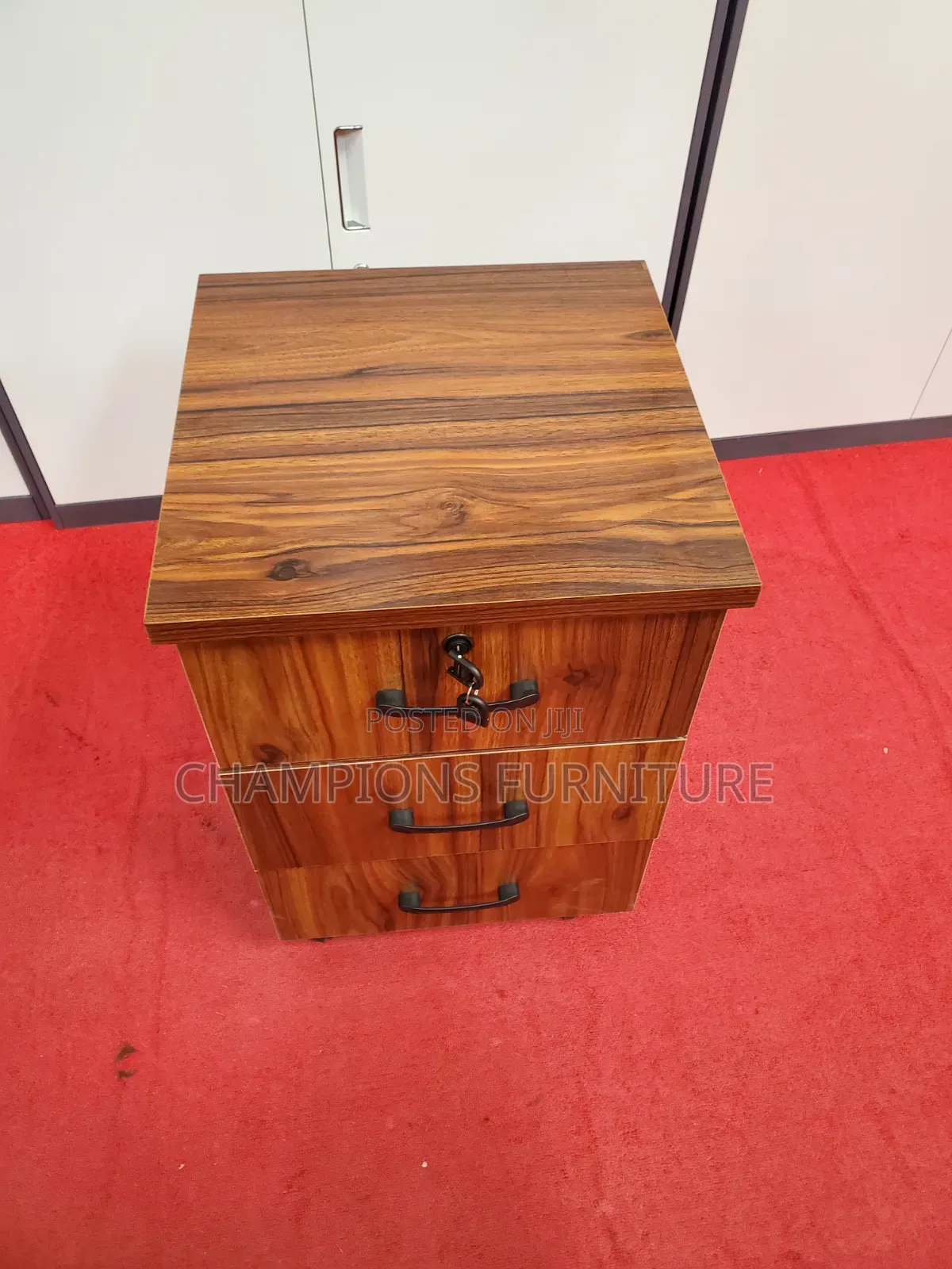 3-Drawers Mobile Wooden Pedestal Cabinet