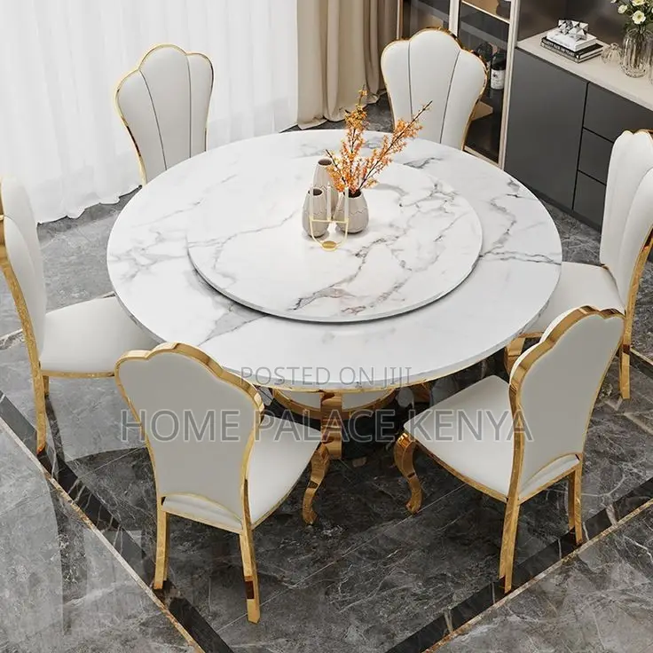 Dining Set; Modern Round Swivel Dining Table Set With Matching Chairs
