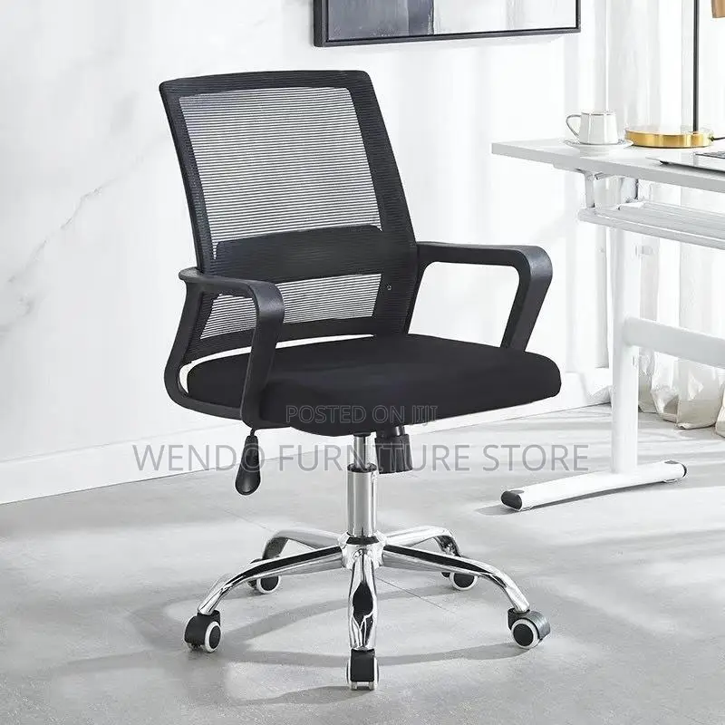 Office Chair : Black Mid-Back Ergonomic Mesh Office Chair