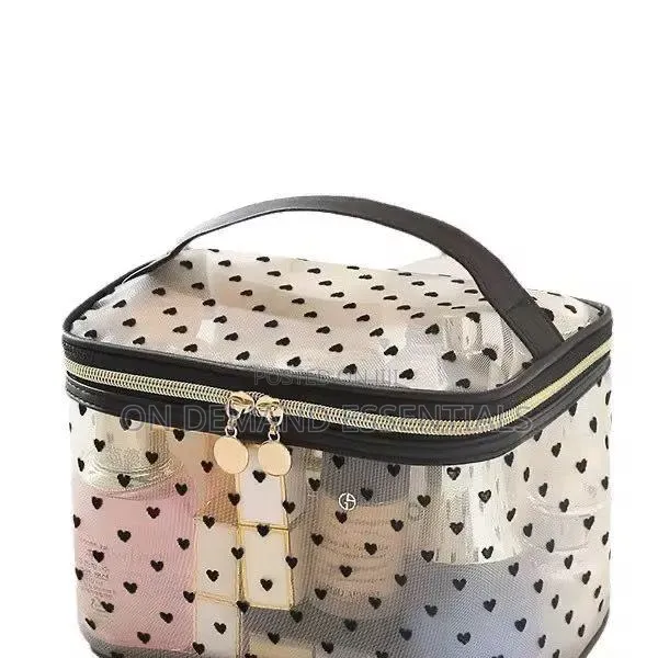 Breathable Cosmetics Organizer Bag Color- Black, Off- White