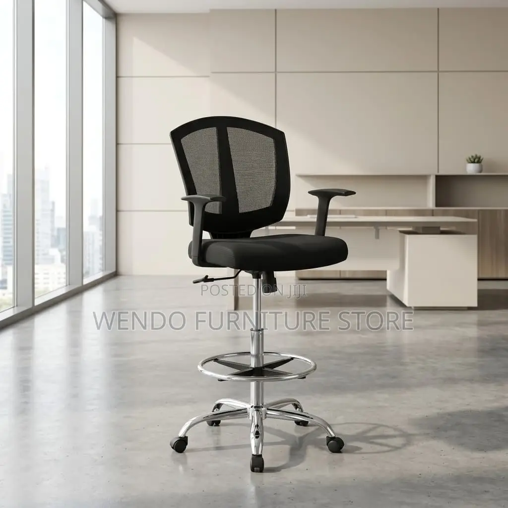 Office Chair : Black Ergonomic Mesh-Back Cashier Chair,