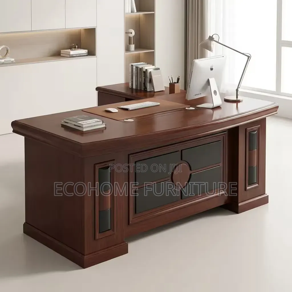 Executive Office Desk Wooden Managerial Workstation With Storage