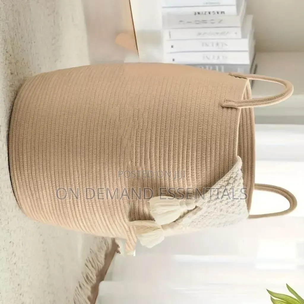 Large 65L Cotton Rope/ Decorative Woven Basket With Extended Handles