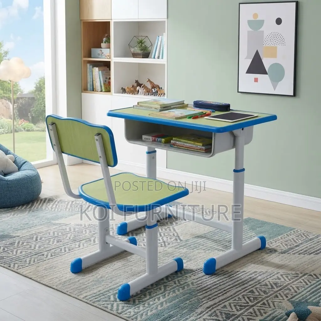 Home Desk; Adjustable Brown Kids Desk Chair Set