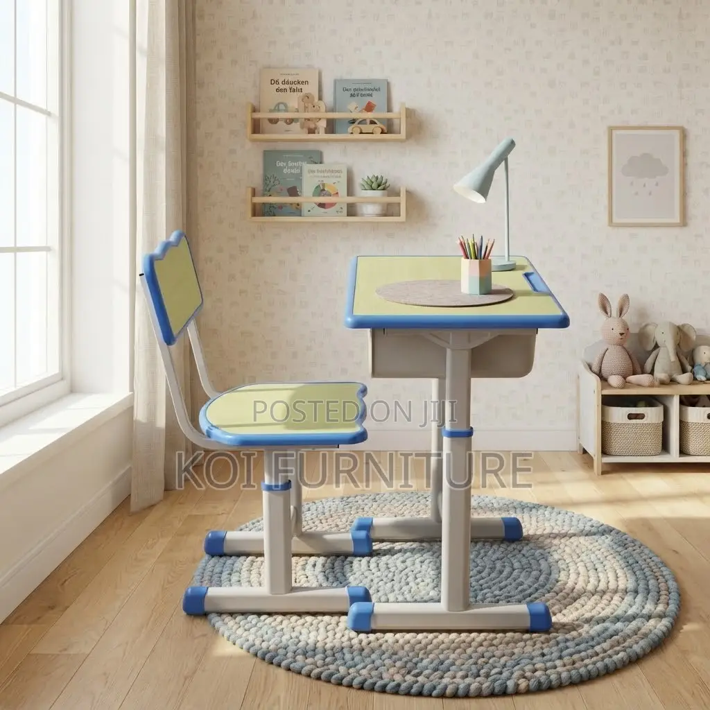 Home Desk; Adjustable Brown Kids Desk Chair Set