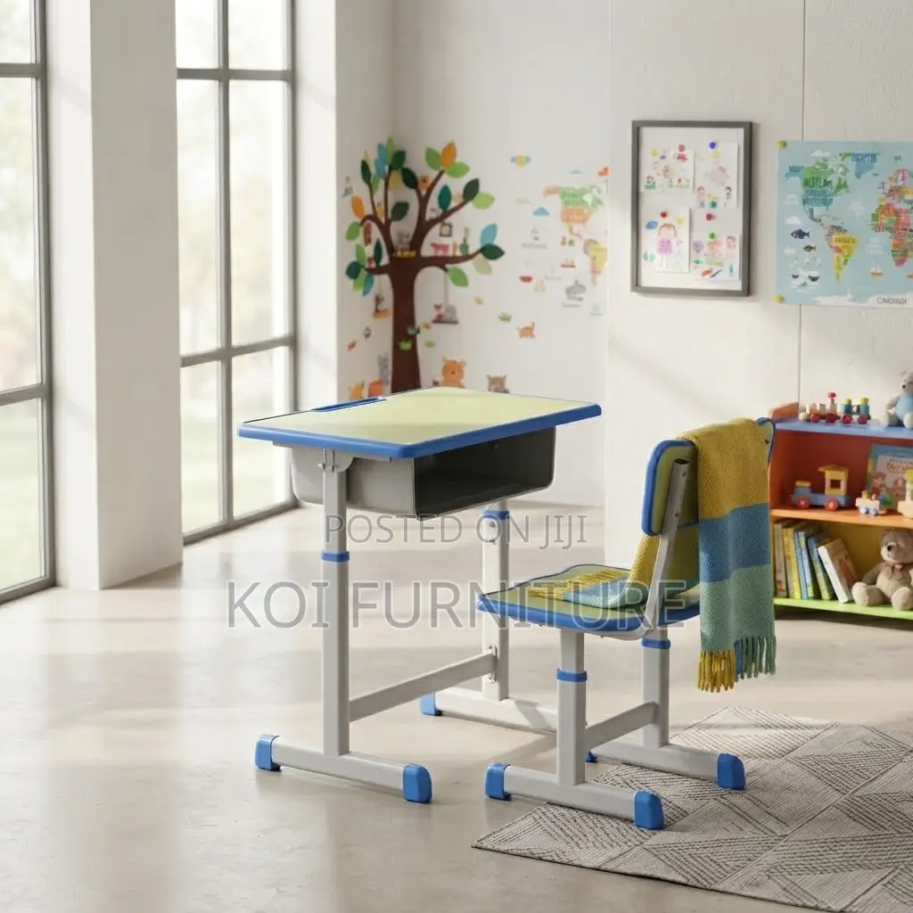 Home Desk; Adjustable Brown Kids Desk Chair Set