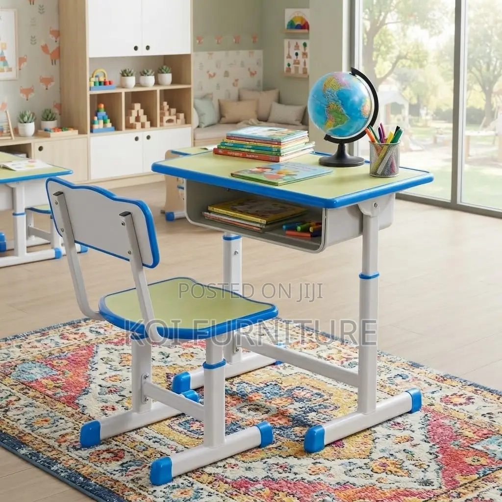 Home Desk; Adjustable Brown Kids Desk Chair Set