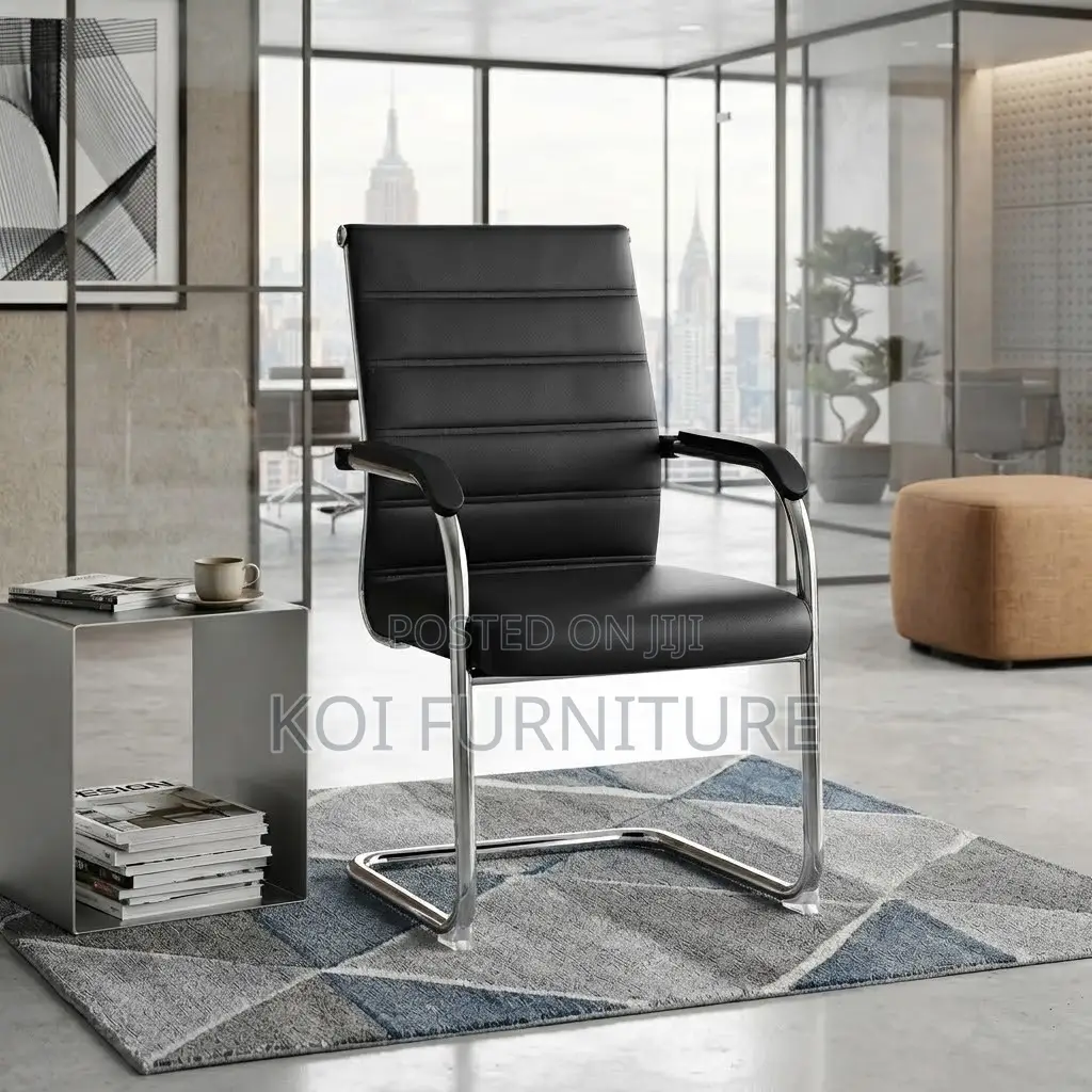 Office Chairs; High Back Leather Sledd Office Seat