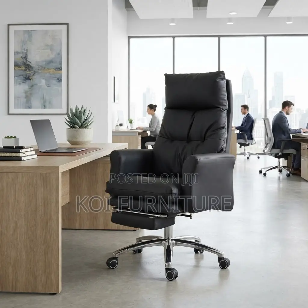 Office Chair; Heavy Leather Office Executive High Back Chair