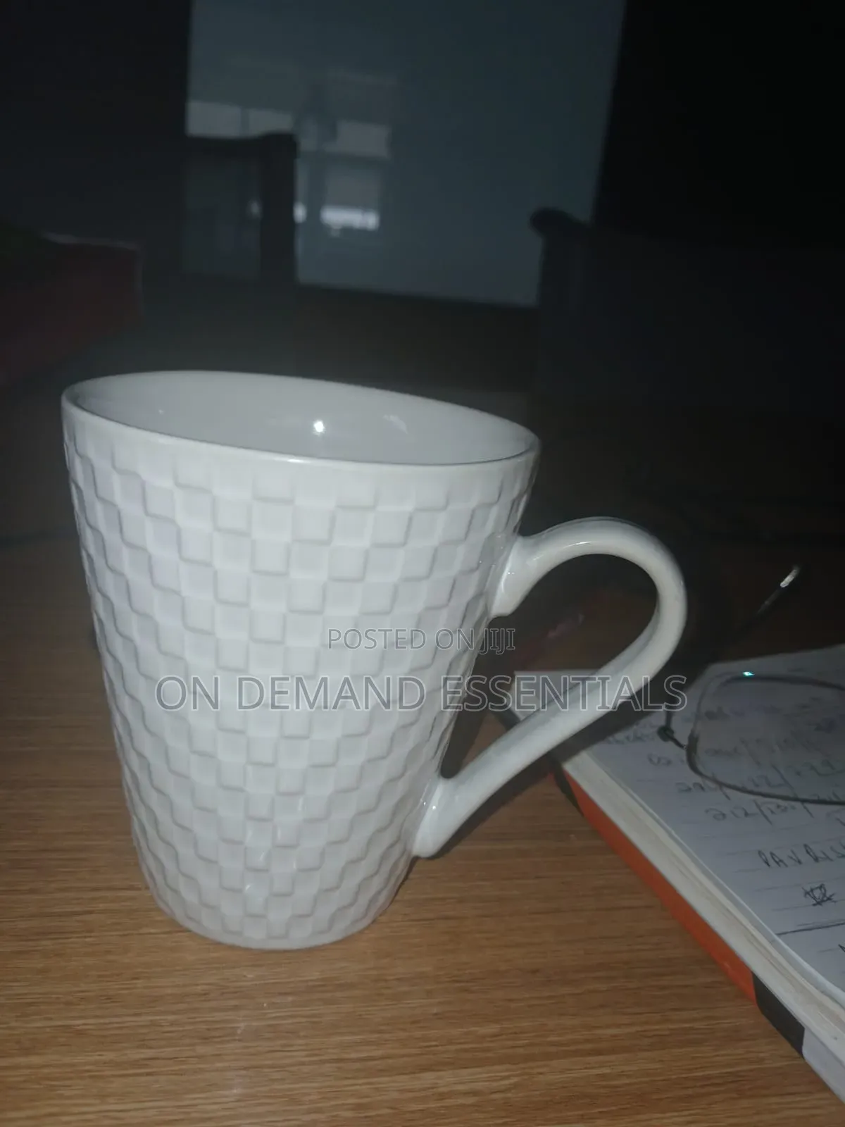 White Ceramic Checked Mug