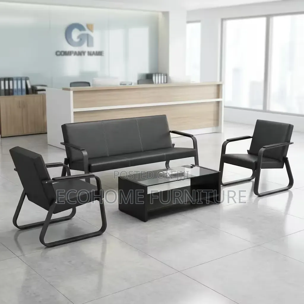 Waiting Area Chairs 3 Seater Office Sofa Set Black