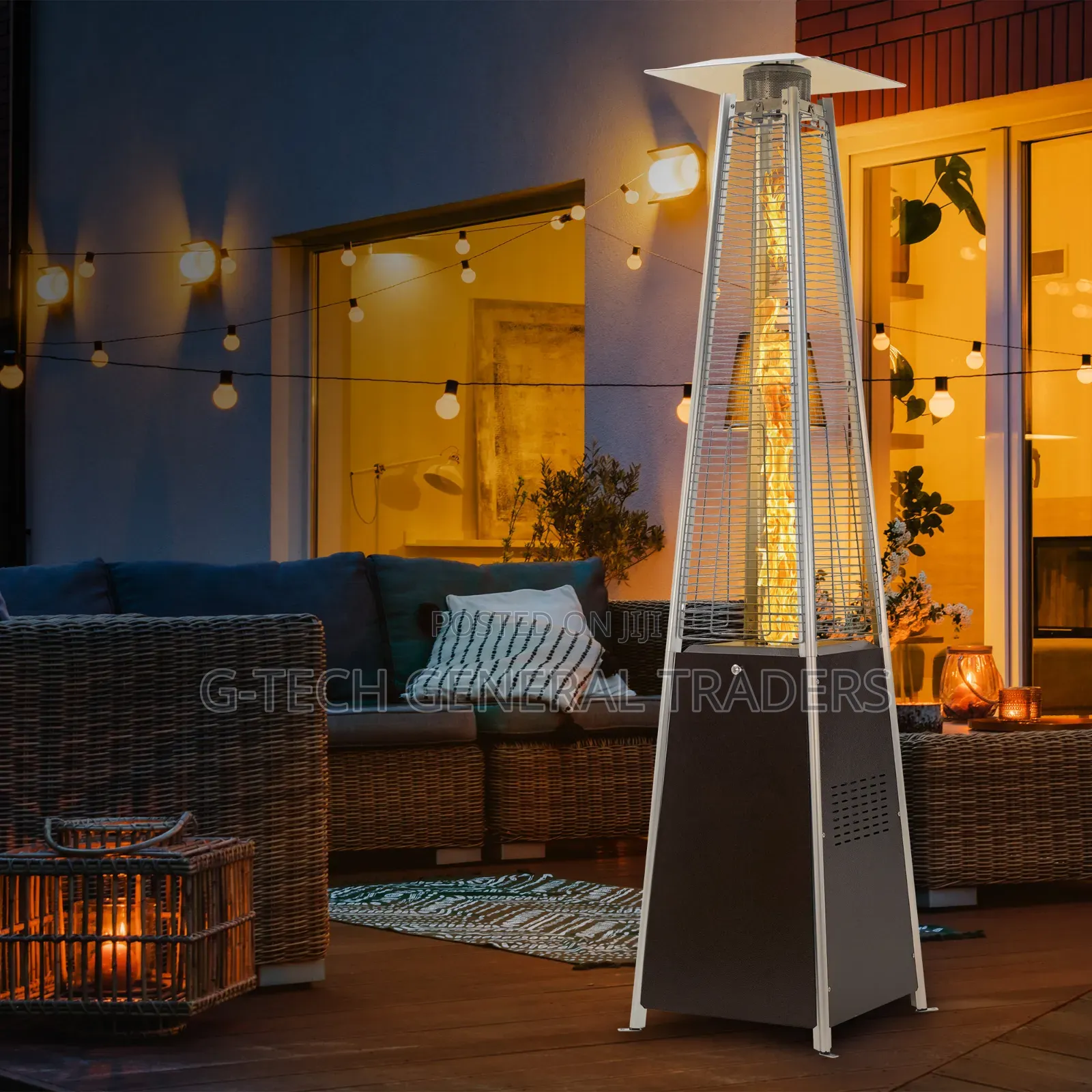 Pyramid Patio Gas Heater With Quartz Flame Tube
