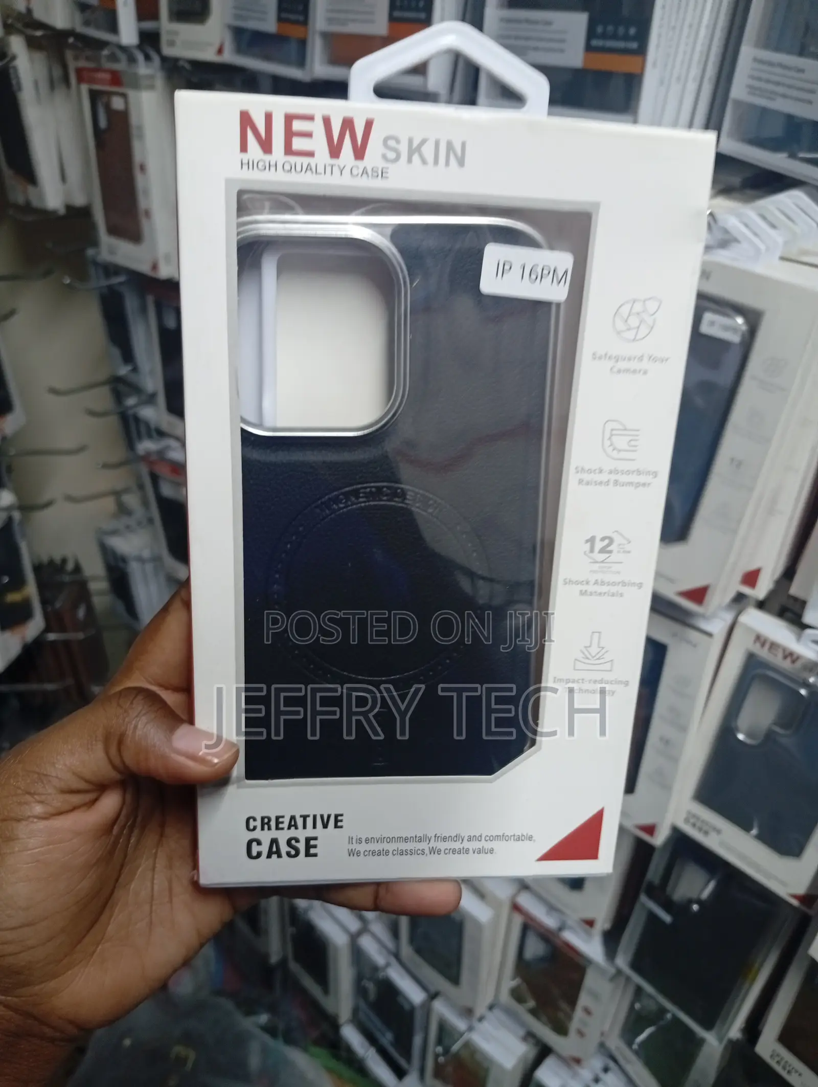 Black "New Skin" Creative Case Packaged for an iPhone 16 Pro Max