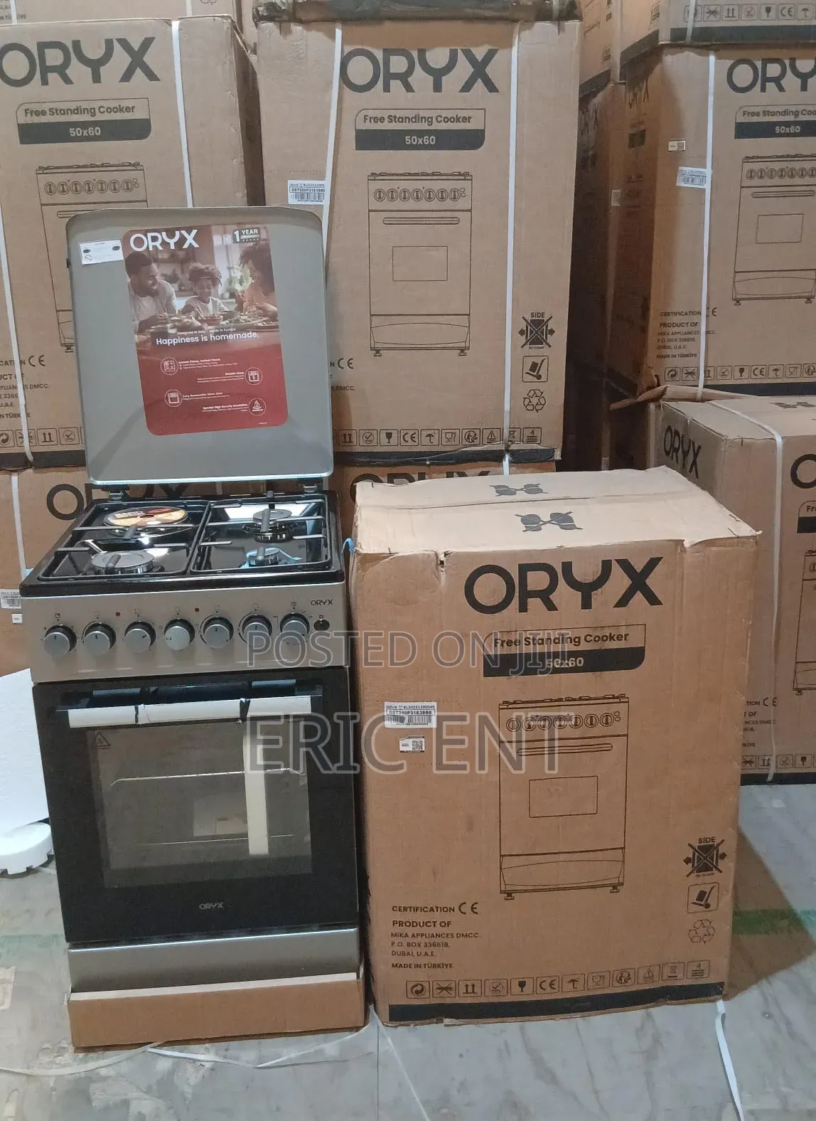 Mika ORYX Standing Cooker, 50cm X 60cm, 3 Gas Pool Jet Burners + 1