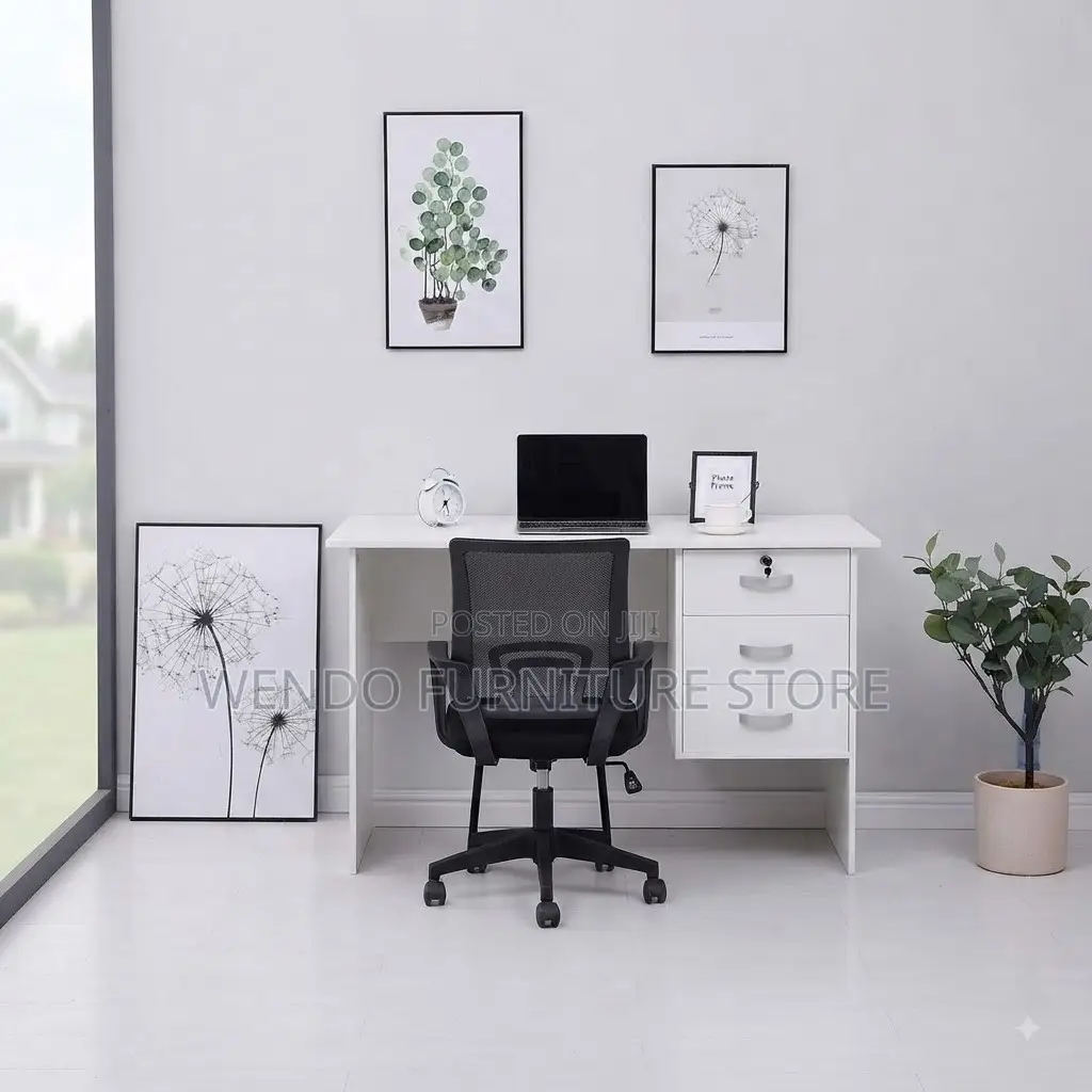 Office Desk; 0.9 Meters White Clereric Office Home Desk
