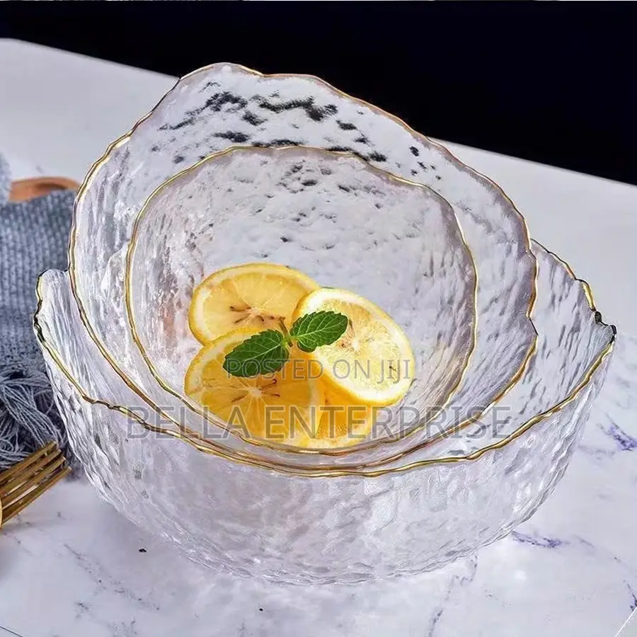 3pc Nordic Golden Edged Glass Plate