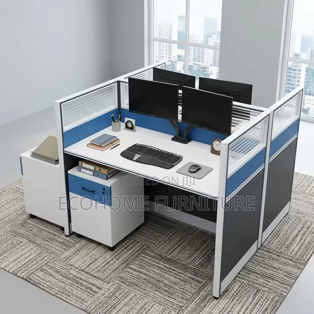 Office Workstation 2 Way Staff Desk With Partition