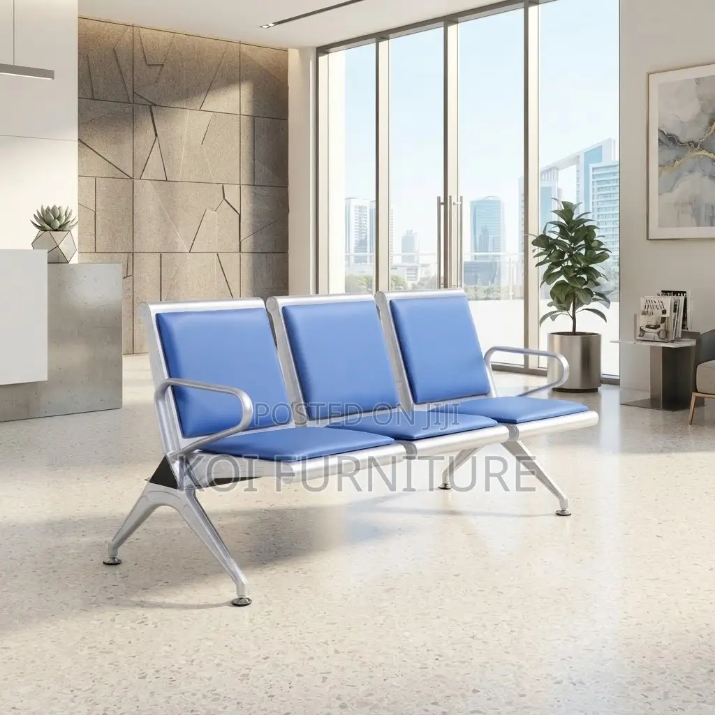 Office Bench; Three Seaters Leather Reception Bench Seat