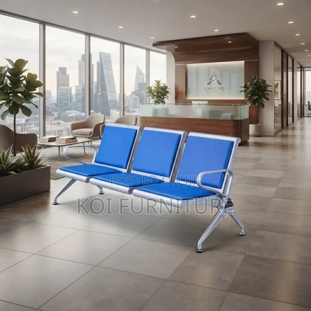 Office Bench; Three Seaters Leather Reception Bench Seat