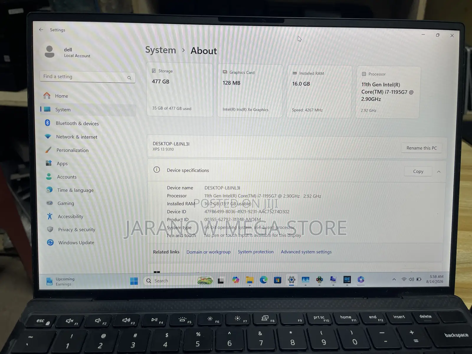 Laptop Dell XPS 13 9310 16GB Intel Core i7 SSD 512GB