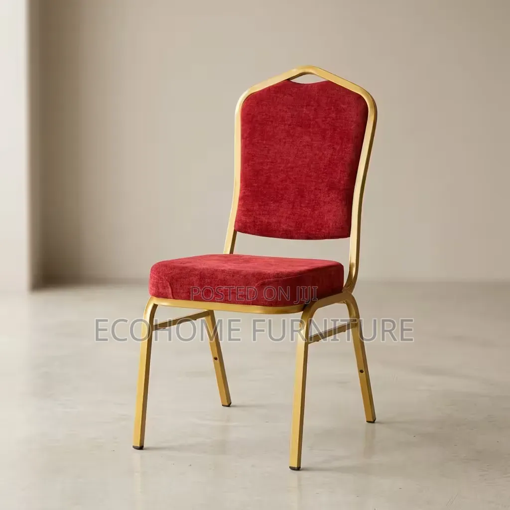 Conference Chair Red Fabric With Gold Frame
