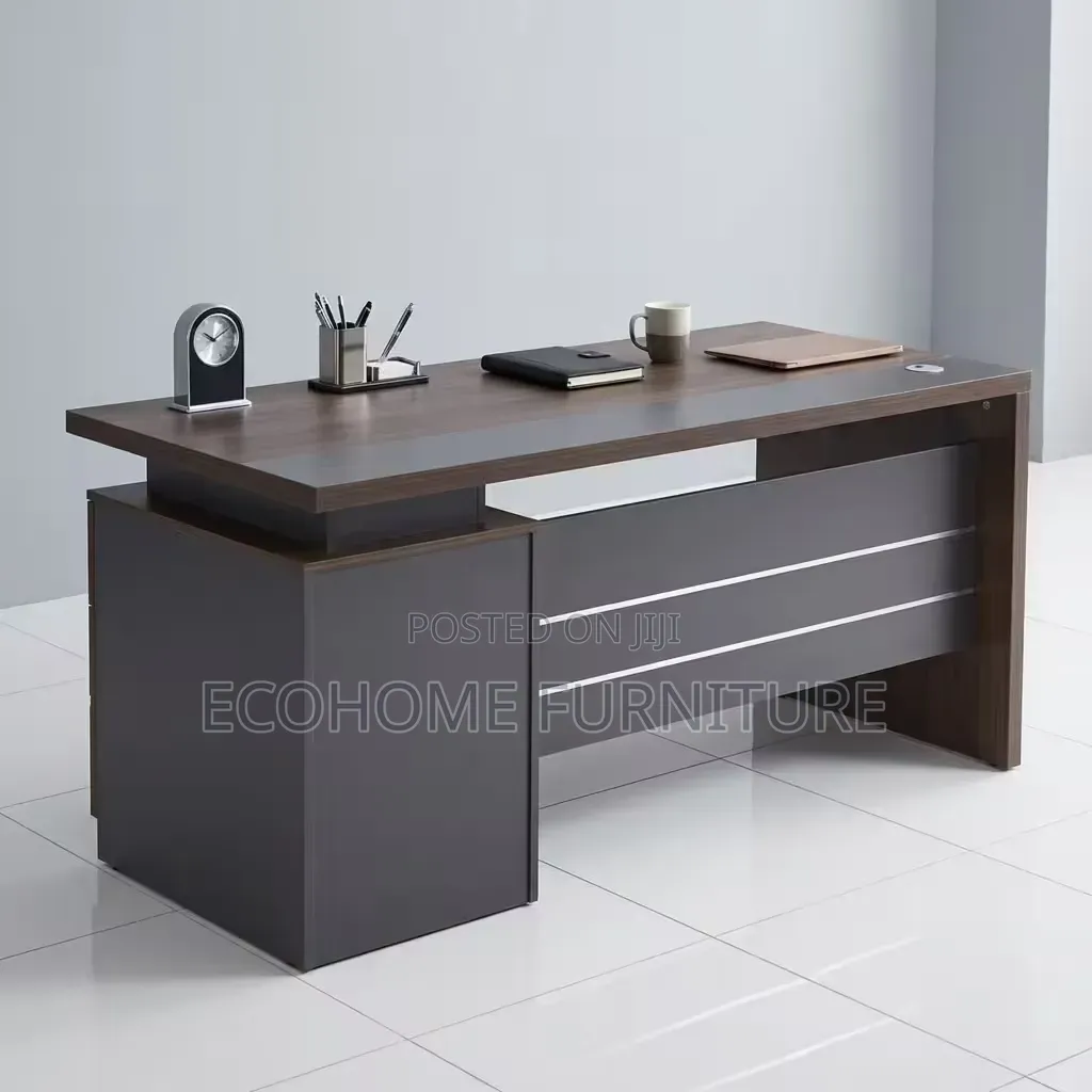 1.4m Office Desk Executive Modern Brown Grey With Storage