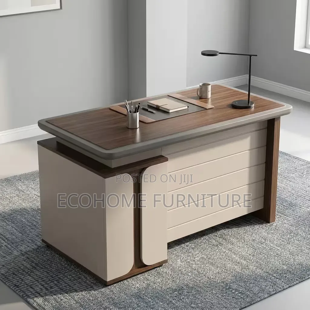 1.4m Office Desk Executive Modern White Wood With Storage