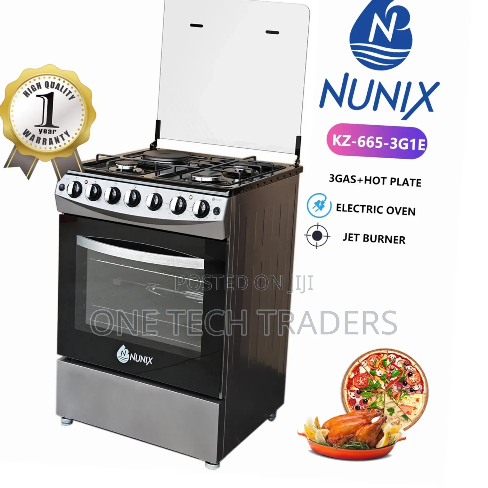 60×65 3+1 Freestanding Cooker With Electric Oven and Jet Valve