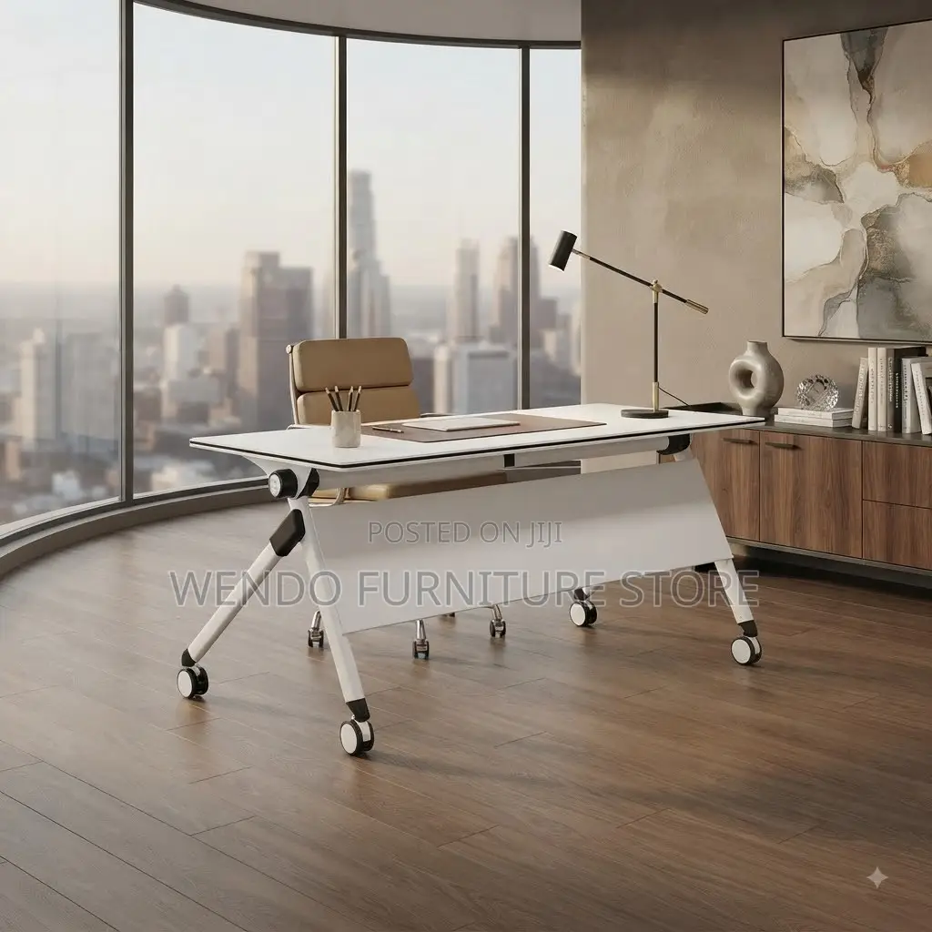 Office Desk; 1200mm White Foldable Conference Writing Table