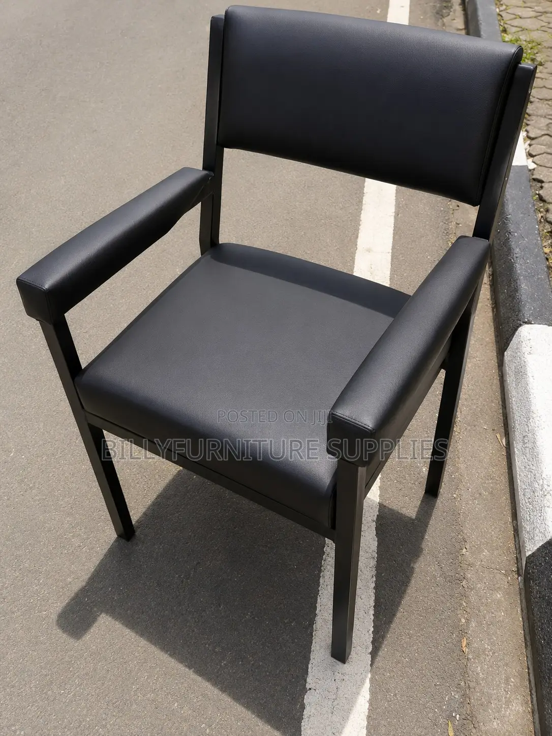 Black Visitor Chair Nairobi | Padded Leather Office Guest Chair