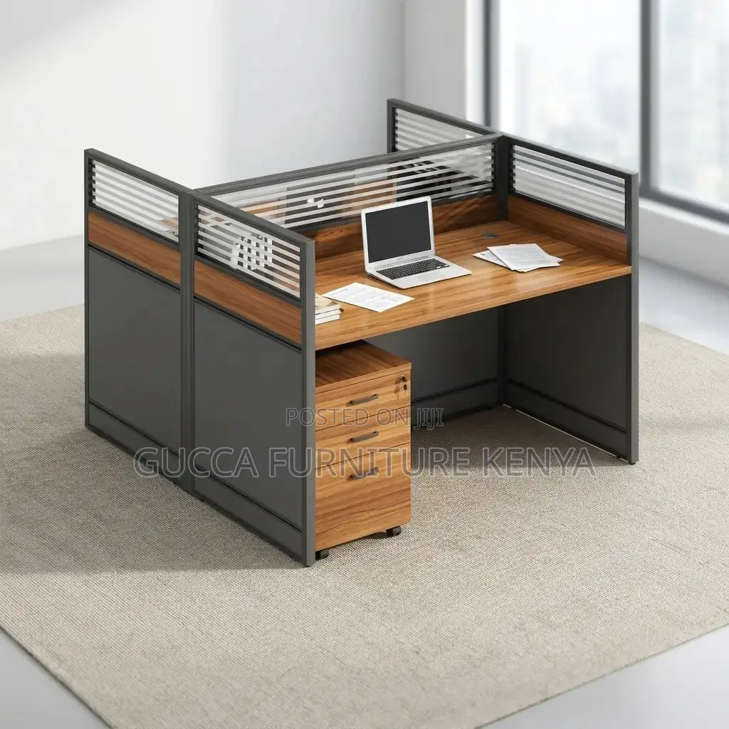 Office Brown 2-Way Workstation Desk.