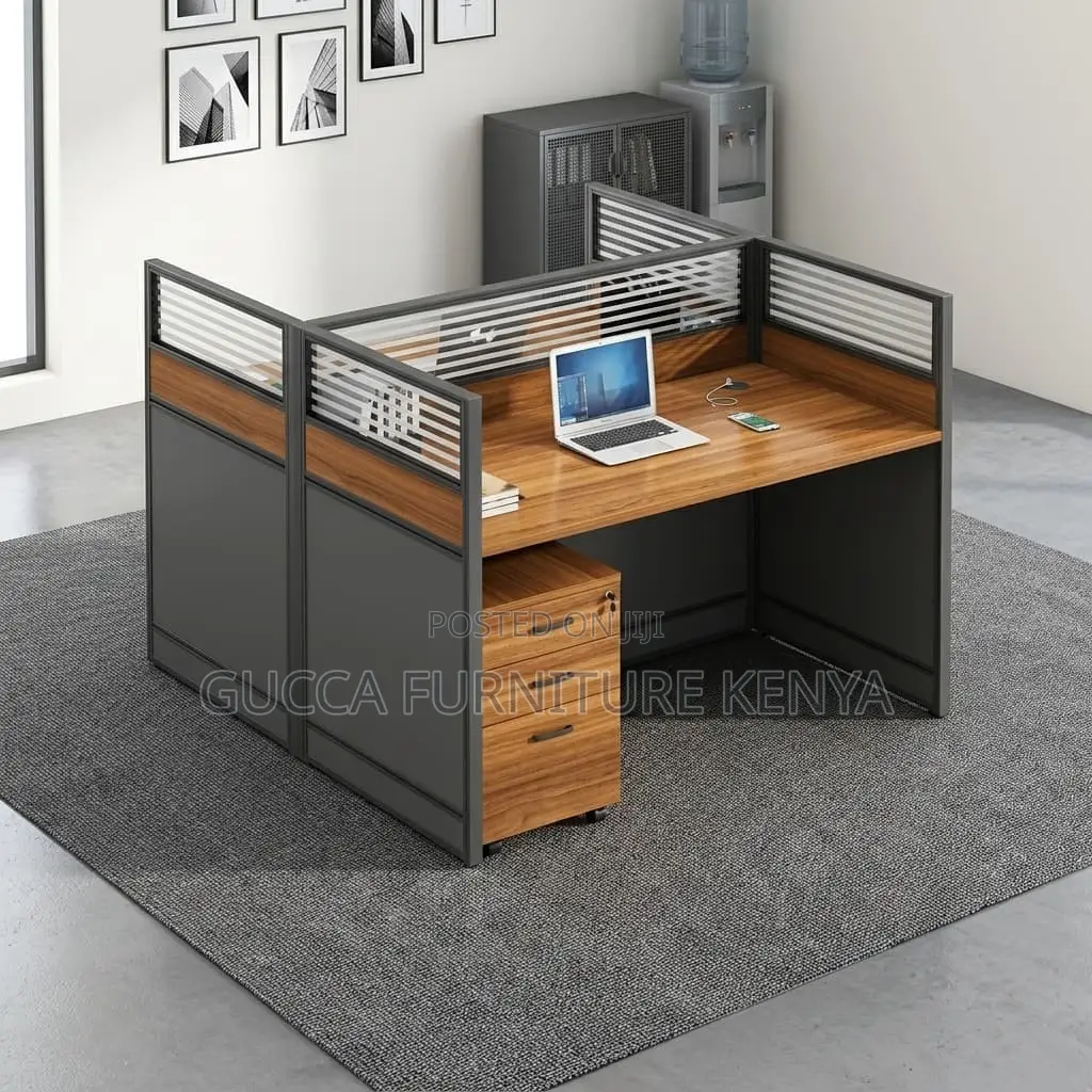 Office Brown 2-Way Workstation Desk.